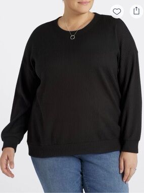 Stitch Fix NINE BRITTON Madrona Waffle Knit Top Black  3x - NWT